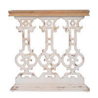 32" x 12" x 32" Classic Vintage White Wash Console Table with Brown Wood Top by Ophelia & Co.