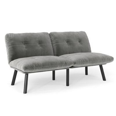 Velvet Futon Sofa Sleeper Couch Bed With Adjustable Backrest