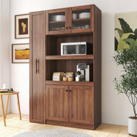 Kitchen pantry cabinet with multi-functional pull-out multi-tier storage shelf