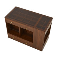 Closet Island with 6 Drawers, Island with Glass Display Top and Open Shelves by Latitude Run