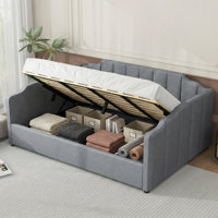 Linen Upholstered Daybed With Spacious Underbed Storage, Full Size - Durable Solid Wood Frame by Latitude Run
