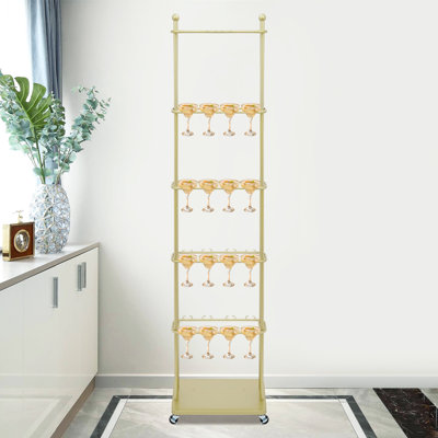 5-Tier Champagne Glass Rack With Wheels - Metal Wine Holder For Parties, Weddings & Home Use by Mercer41