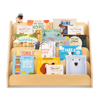 Wood Kids Bookshelf, 4-tier Front Facing Book Display Shelf by Isabelle & Max