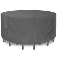 Round Ourtyard Furniture Cover, Waterproof Outdoor Table And Chair Cover, UV Protection, Gray