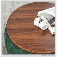 Round Storage Ottoman, 2 in 1 Function, Work as End table and Ottoman,with small seat,Green(25"x25"x14.7") by Latitude Run