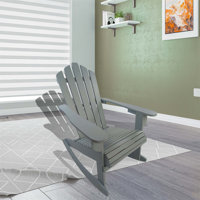 Reclining Wooden Outdoor Rocking Adirondack Chair, Perfect for Relaxation and Stylish Patio Decor by Beachcrest Home