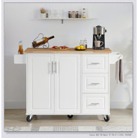 Kitchen Island with Drop Leaf Countertop, Kitchen Island Cart, Barn Door Kitchen Island Table by Winston Porter