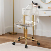 Clear Acrylic Desk Chair, Modern Small Acrylic Home Office Chairs with Wheels, Armless Swivel Vanity Rolling Chair for Office, Home by Mercer41