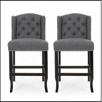 Contemporary Fabric Tufted Wingback 27 Inch Counter Stools, Set Of 2 by Red Barrel Studio