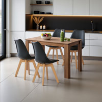 5-Piece Dining Table Set,Modern Rectangular Dining Table Set For 4,Brown Wood Grain Finish Table,4 Kitchen Chairs With Wood Legs by George Oliver