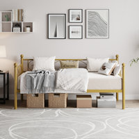 Twin Size Gold Daybed with Trundle Bed, Metal