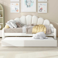 Full Size Upholstered Daybed Frame with Shell-Shaped Backrest and Trundle Bed – Stylish and Durable Bedroom Furniture by Everly Quinn