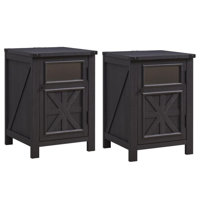 Farmhouse 2-Piece Wood Nightstand With Charging Station by Gracie Oaks