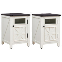 Farmhouse 2-Piece Wood Nightstand With Charging Station by Gracie Oaks