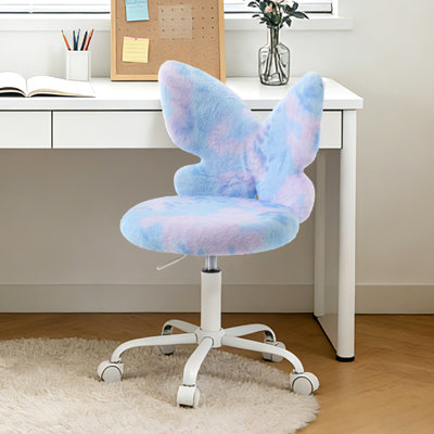 Desk Chair - Comfy Swivel Kids Desk Chair for Room, Fluffy Butterfly Kids by Zoomie Kids