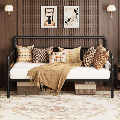 Twin Size Daybed Frame – Classic Headboard Design, Sturdy Metal & MDF Sofa Bed with Strong Slats Support by Williston Forge