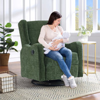 Wingback Nursery Glider Recliner Chair for Adults, Modern Swivel Gliding Rocker Recliners with Footrest, Comfy Chenille Rocking Chair Nursery for Livi