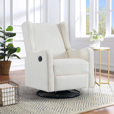 Wingback Nursery Glider Recliner Chair for Adults, Modern Swivel Gliding Rocker Recliners with Footrest, Comfy Chenille Rocking Chair Nursery for Livi