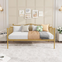 Twin Daybed Bed, Twin Size Day Bed, Daybed with Love-Heart Headboard, Steel Slat Support, Metal Sofa Day Bed by Charlton Home