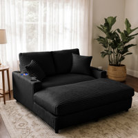 Oversized 64.1" Double Chaise Lounge Sofa Chair Indoor, Upholstered Plush Corduroy Lounge Couch by Dovecove