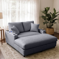 Oversized 64.1" Double Chaise Lounge Sofa Chair Indoor, Upholstered Plush Corduroy Lounge Couch by Dovecove