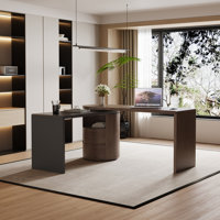 360 Rotating Dual Layout Desk With Open Shelf 2 Drawers And Color Block Design by Hokku Designs