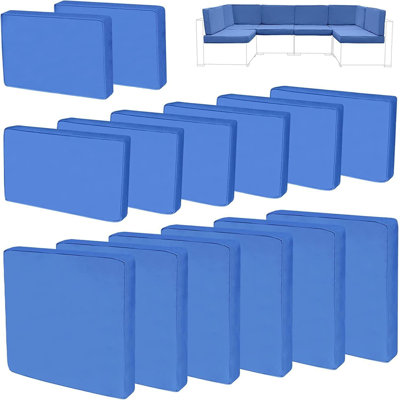 14-Piece Replacement Cushion Covers Zipper for 6-Seater Patio Sofa, Washable Outdoor Furniture Slipcovers by Latitude Run