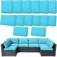 14-piece Outdoor Cushion Replacement Set With Zipper For 6-seater Sofa Patio - Washable Seat And Back Covers by Latitude Run