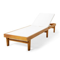 Gunnarr 78.25" Long Reclining Acacia Single Chaise Lounge by Millwood Pines