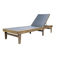 Gunnarr 78.25" Long Reclining Acacia Single Chaise Lounge
