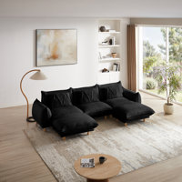 Oversized Modular Sectional Sofa 6 Piece U Shaped Deep Sectional Couches With High Density Memory Foam For Living Room With 2 Ottoman