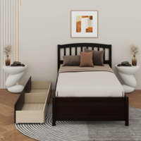 Twin Platform Storage Bed Wood Bed With 2 Drawers And Headboard