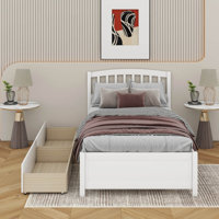 Twin Platform Storage Bed Wood Bed With 2 Drawers And Headboard