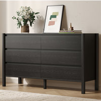 Hingham 6 Drawers Dresser, Solid Wood Double Dresser With Large Storage For Bedroom, Living Room by Ebern Designs