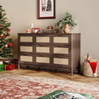 58 " Rattan 9-Drawer Dresser With Solid Wood Legs by Bay Isle Home