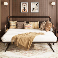Daybed with Trundle,Twin Daybed with Pop Up Trundle Set,Metal Twin Bed Frame with Steel Slat Support by Williston Forge