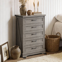 Rosario 46" H Farmhouse 5 Drawer Dresser,Tall Chest of Drawer with Arched Base for Bedroom