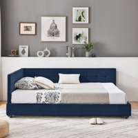 Full Size Upholstered Tufted Bed Frame with Comfortable Backrest & Armrests – Velvet Sofa Bed Frame for Bedroom & Living Room by Everly Quinn