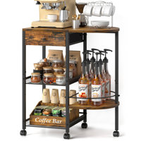 Coffee Bar Station with Wheels and Storage Drawer
