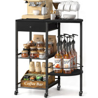 Coffee Bar Station with Wheels and Storage Drawer