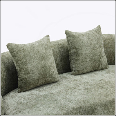 Curved Loveseat Sofa with Round Armrest and 2 Pillows, Ideal for Small Spaces and No Assembly Required