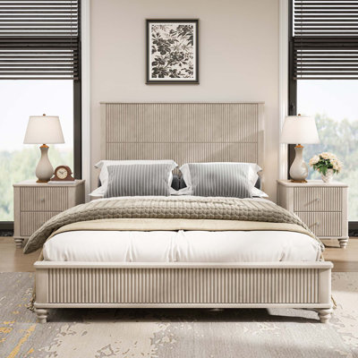 3-Piece Bedroom set with a Bed and 2 Nightstands by Charlton Home