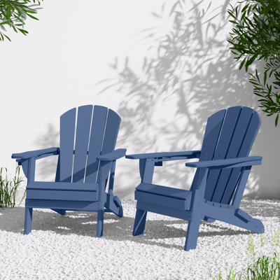 HDPE All-Weather Foldable Adirondack Chair with Cup Holder (Set Of 2) by Highland Dunes