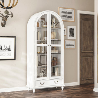 77.2"H Arch Pantry Cabinet With Glass Door 1 Drawer by Alcott Hill