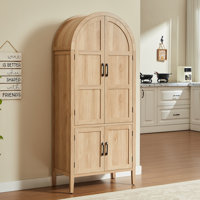 71 Inch Tall Arched Cabinet, 5-Tier Arched Kitchen Pantry Cabinet With Doors & Shelves by Ebern Designs