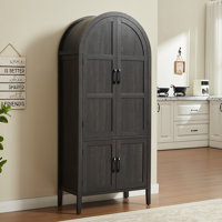 71 Inch Tall Arched Cabinet, 5-Tier Arched Kitchen Pantry Cabinet With Doors & Shelves by Ebern Designs