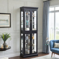 Lighted Glass Curio Display Cabinet With Adjustable Glass Shelves And Led Light by Winston Porter