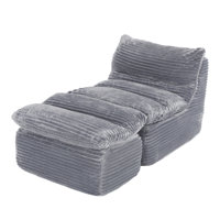 Oversized Bean Bag Chair with Ottoman, No Assembly Required Floor Sofa Bed & Chaise Lounge Indoor, Comfy Back Support Single Sofa Chair, Ergonomic Clo by Ebern Designs