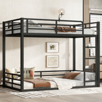 Metal Bunk Bed, Over Floor Bunk Bed Frame,Heavy-Duty Bunk Bed For Kids, Teens, Adults, Noise-Reduced Design, by Isabelle & Max