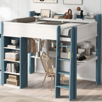 Full Loft Bed With Built-In Desk&Bookshelf by Harriet Bee